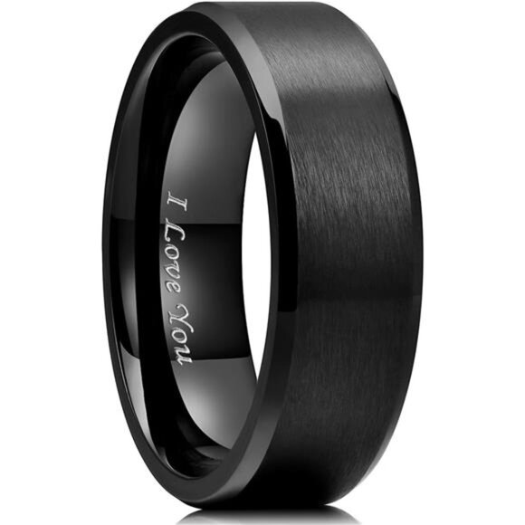 Stainless Steel Wedding Ring for Men Black Trendy